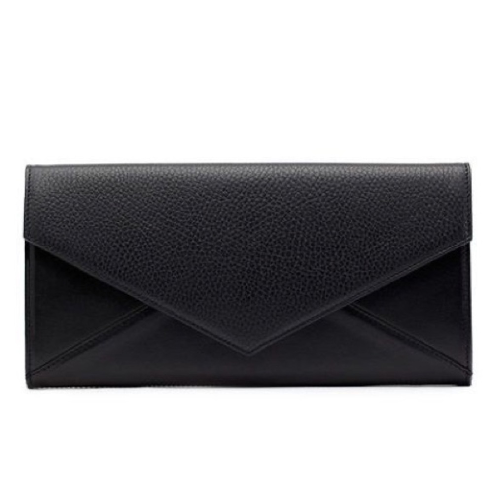 Cuyana Leather Envelope Clutch Black